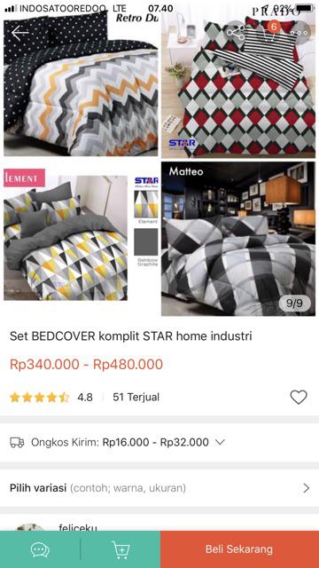Set Bedcover Komplit | Katun Lokal Premium | Ukuran Double (140,160,180,200)