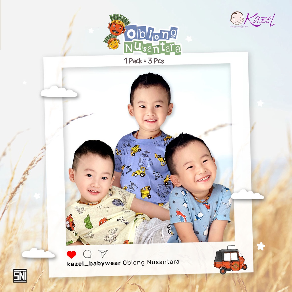 3 Pcs Kazel Kaos Oblong Nusantara / Flamingo