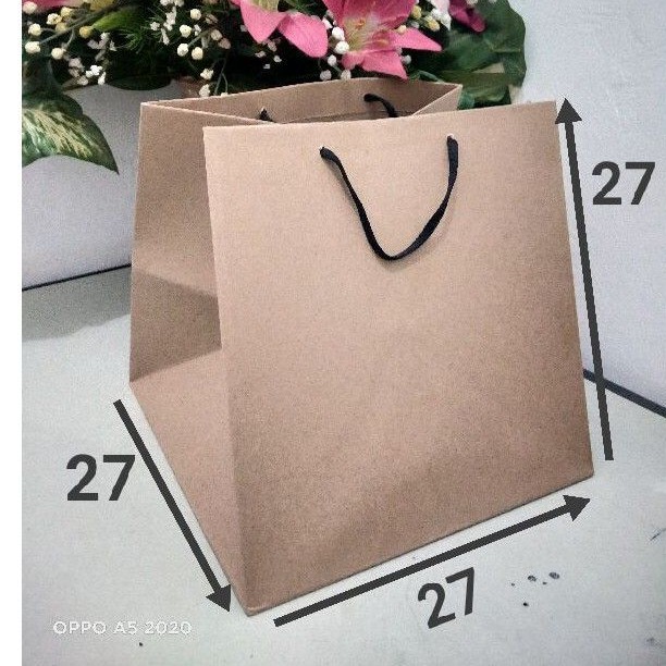 paperbag polos tas kertas dus nasi 27 uk 27x27 kertas carf 200 GSM