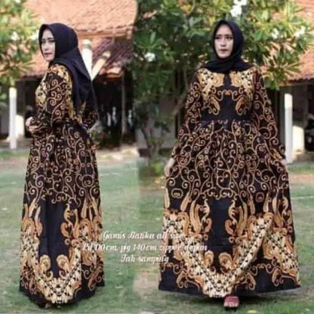 GAMIS ETNIKA ULIR ALIKA SERAGAM PESTA KANTOR KERJA MUSLIM SYARI BATIK ASLI SOLO LONGDRESS KONDANGAN