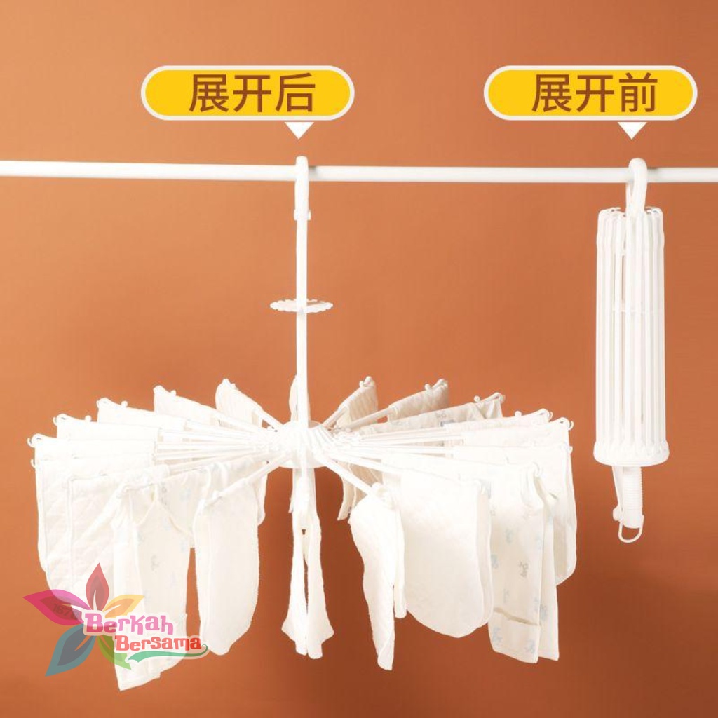 RT88 folding hanger gantungan jemuran baju bayi putar 360 derajat 20 stick pengait BB6382