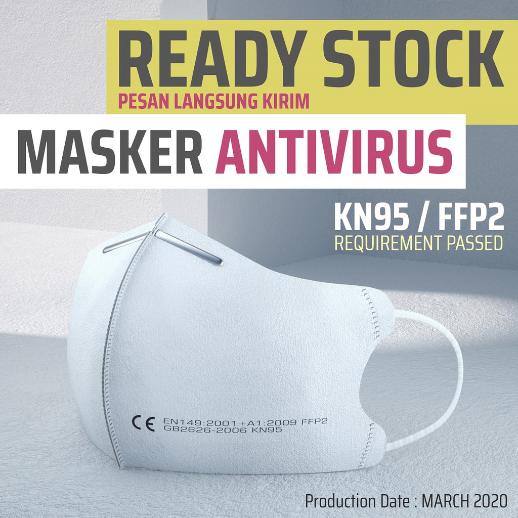 5pcs Masker KN95 N95 FFP2 Anti Virus Omnimed non 3m Medis Bedah Kain Scuba