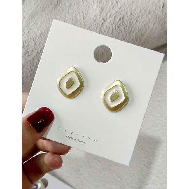 LRC Anting Tusuk Fashion Drop Glaze Stitching Irregular Square Earrings F54500