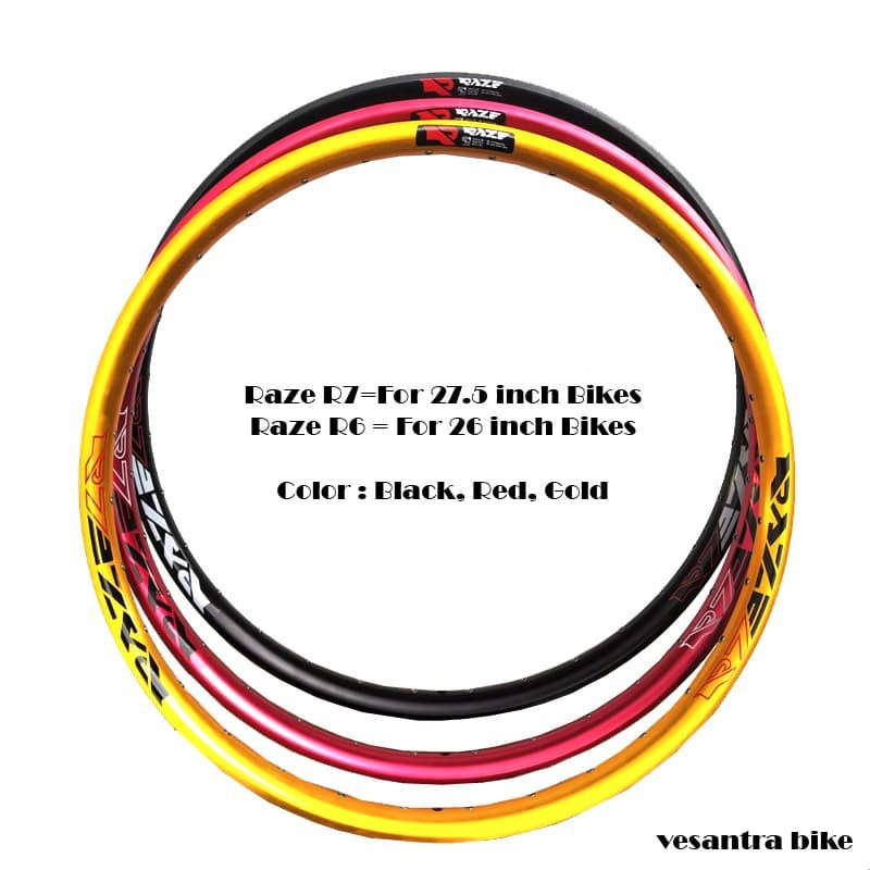 Raze Velg Rims Sepeda 26 - 27.5 inch 32H AV - 27.5 Inch BLACK