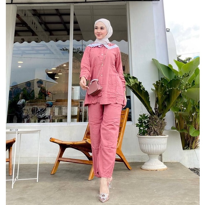 Agatha Setelan Wanita Kekinian One Set Rayon Polos Fashion Muslim Terbaru