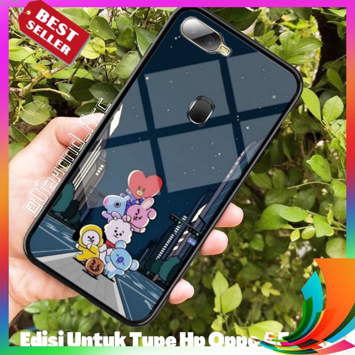 【TERBARU】 PREMIUM Case Hp Glass MOTIF BT21 BTS OPPO A5S / A7