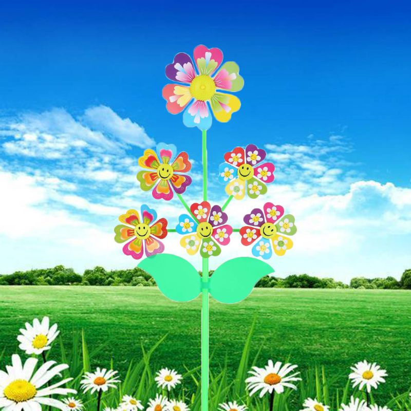 Mary 6roda Kartun Kincir Mainan Whirligig Wind Spinner Kincir Halaman Taman Dekorasi DIY Handmade Craft