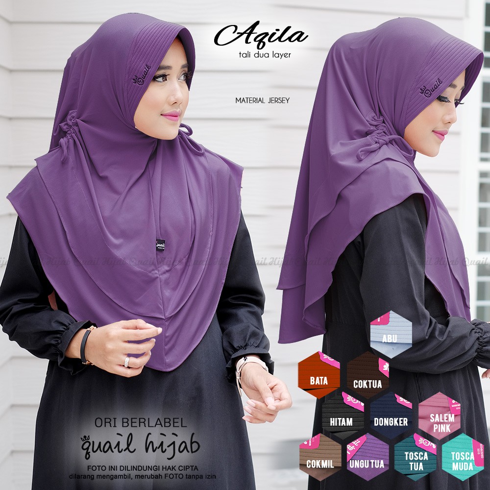 ORI TERMURAH Aqila Hijab | JILBAB KHIMAR SYARI INSTANT BERGO PET ANTEM KERUDUNG by Quail Hijab