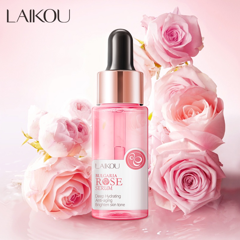 LAIKOU Bulgarian Rose Serum Essence Wajah Menghilangkan Bintik Melasma Bersinar 17ml