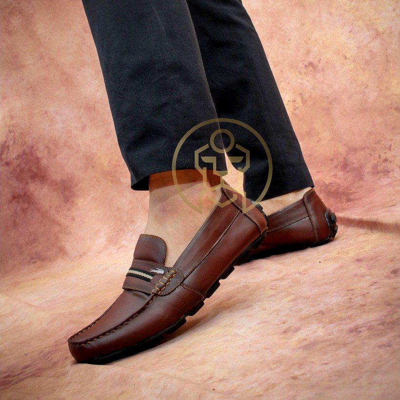 COD - SEPATU PANTOFEL MOCASSIN PRIA KULIT ASLI - HITAM COKELAT-5