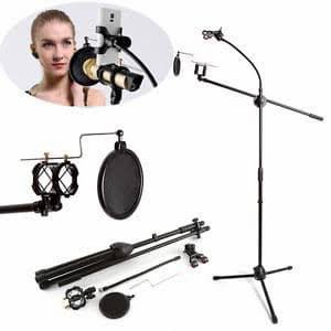 Stand Mic Microphone Degree + Holder Handphone