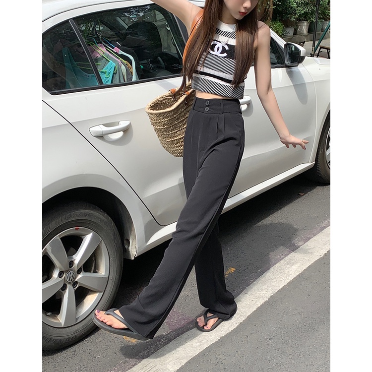 Celana Hitam Wanita Terbaru Korean Style Celana Kulot Jumbo Loose Highwaist Celana Panjang Wanita Celana Bahan