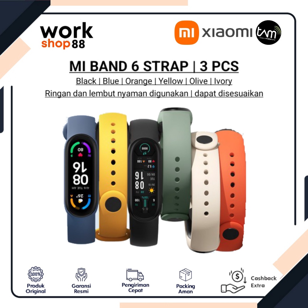 Baru Xiaomi Mi Smart Band 6 Strap - Original Bawaan - Lembut Nyaman Digunakan Ringan Warna Tali Jam 