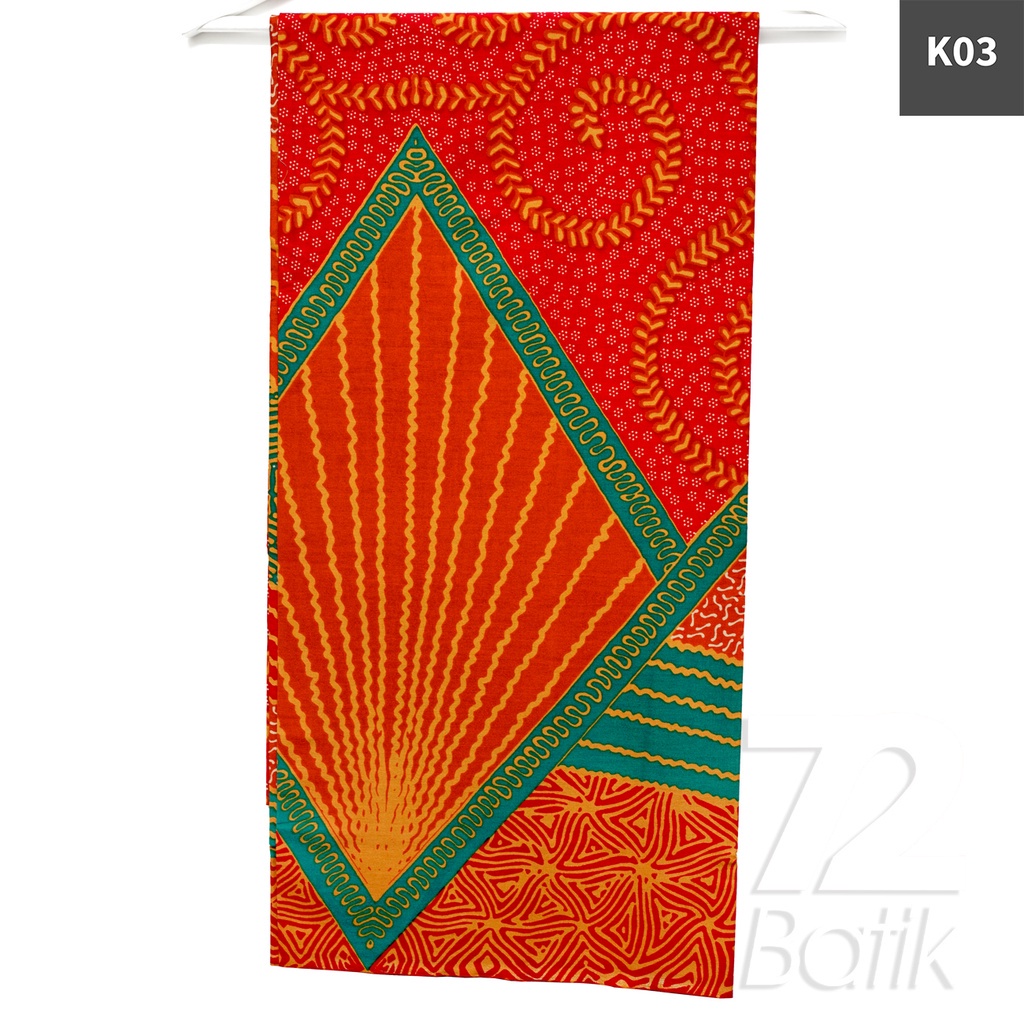 KAIN BATIK PREMIUM Bahan Katun Motif Tali Asri Warna Merah Orange 724485 Cap 72 Jarik Jarit Samping Kebat Panjang Batik Katun Modern Premium Bahan Seragam Batik Pernikahan Kantor Keluarga Murah Kamen Jadi Batik Bali Lembaran