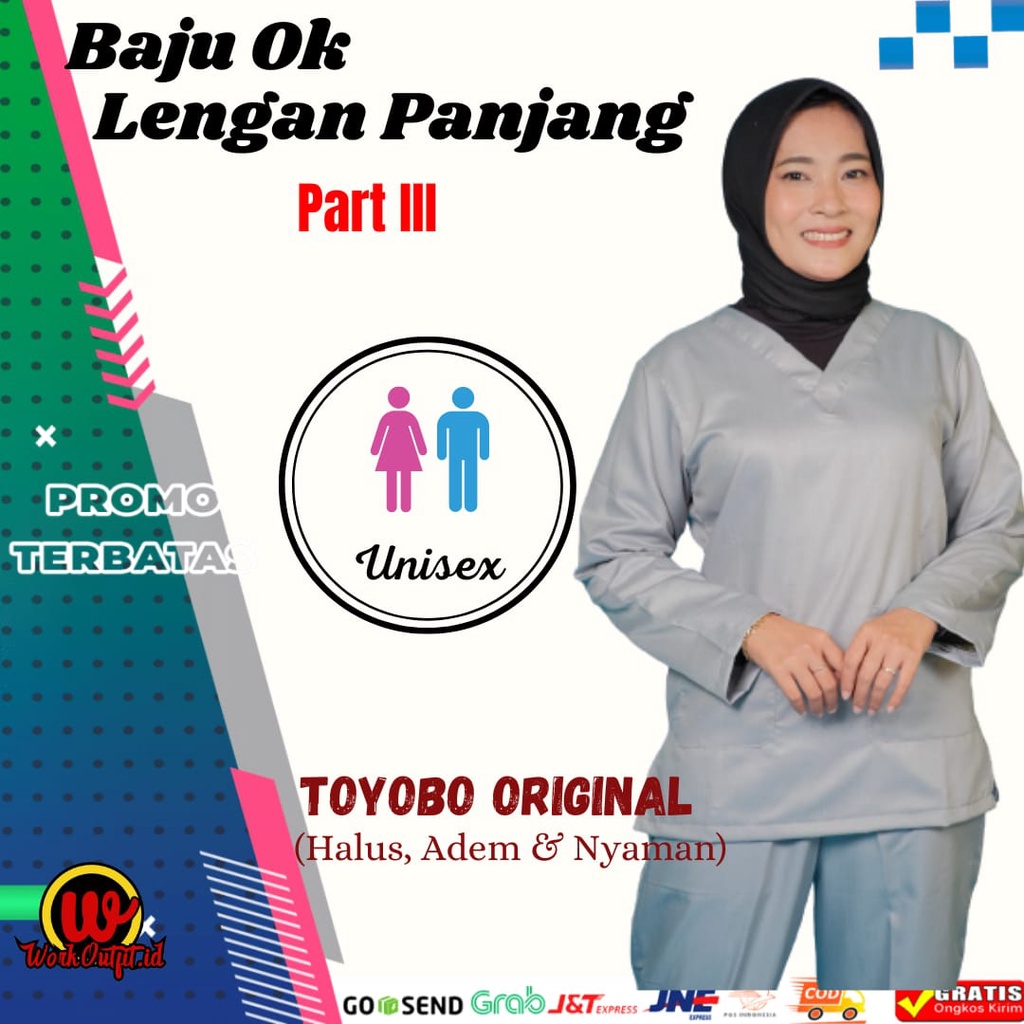 Baju Ok OKA Lengan Panjang Part III | Baju Jaga Perawat Bahan Toyobo Original