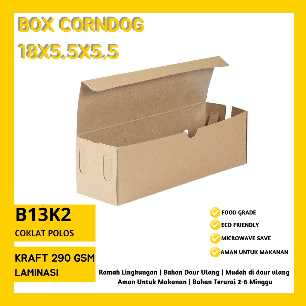 Box Corndog Bahan 290 Gsm Box Sate (B13K2-Laminasi)