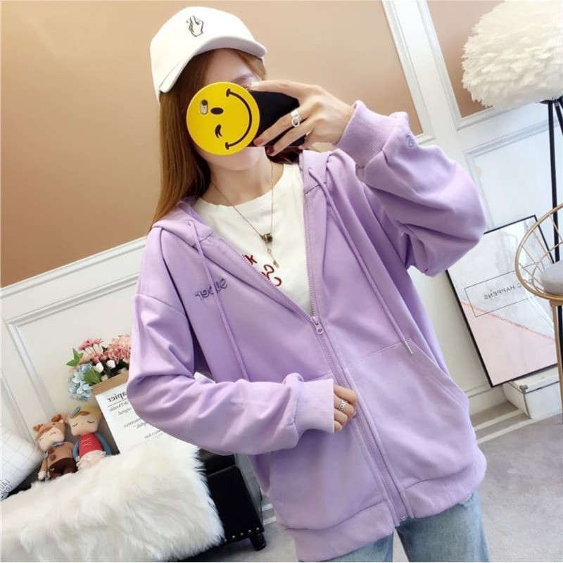 HOODIE ZIPER WANITA - SUPER HODIE JAKET SWEATER WANITA - SWEATER WANITA TERBARU