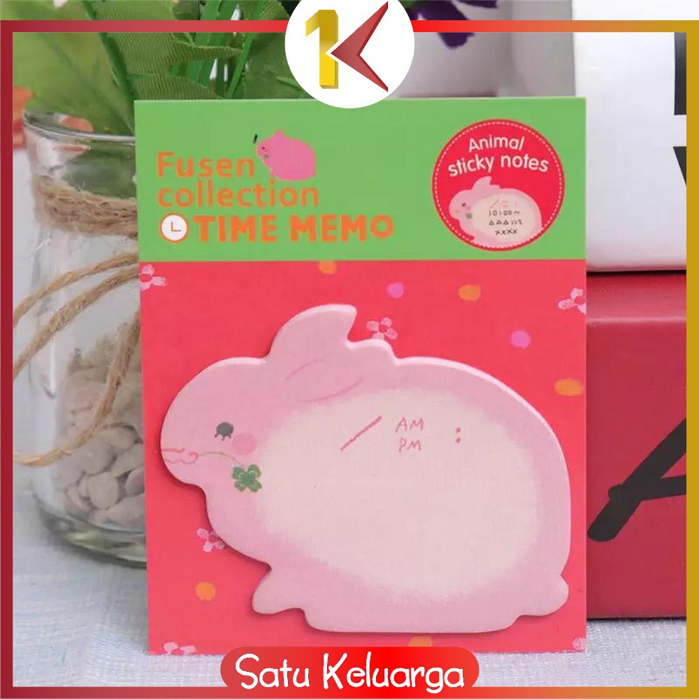 SK-A3 Sticky Notes Motif Binatang Tempelan Kertas Catatan Memo Note Karakter Animal Lucu Unik-Kelinci Pink