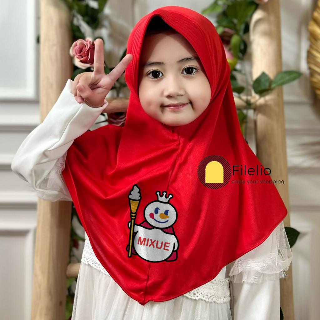 Hijab Anak TK Mixue Ice Cream Usia 4-7 tahun / Jilbab Anak Mixue Terbaru / Kerudung Anak Perempuan