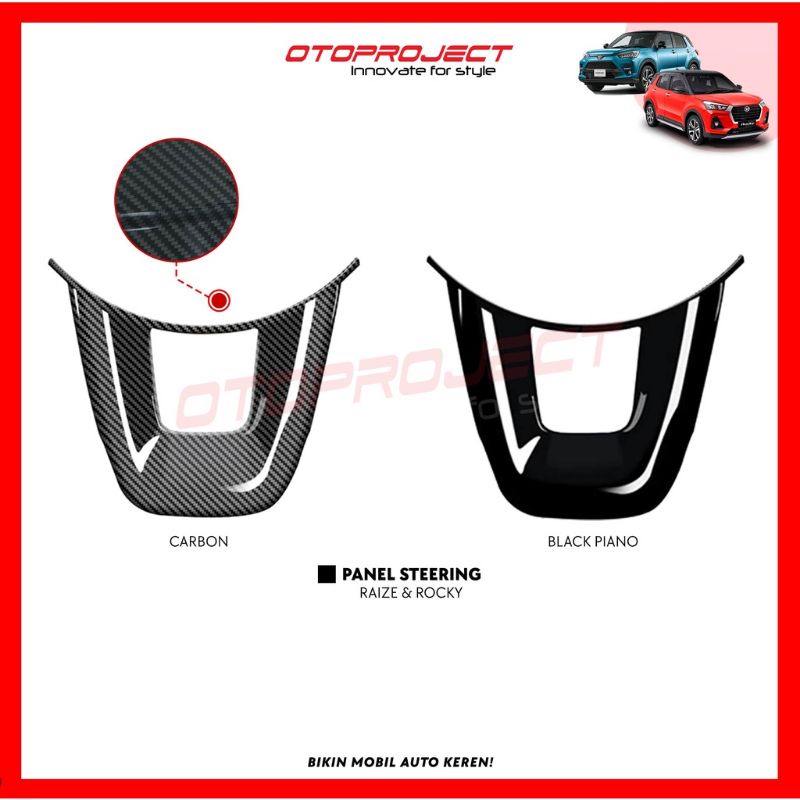 panel steering panel stir Raize Rocky hitam carbon otoproject