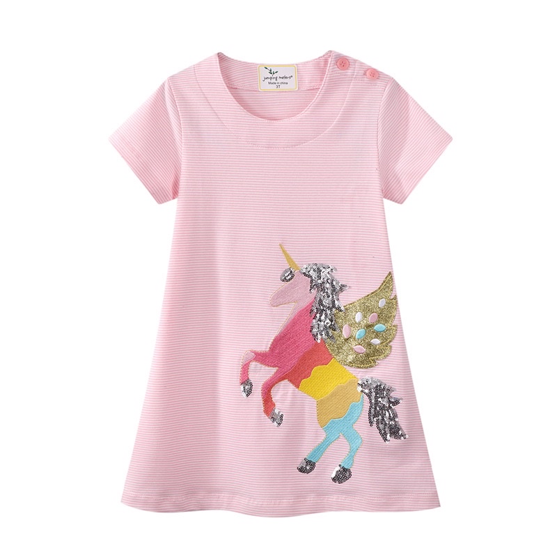 Dress Anak Perempuan Cewek Jumping Meter Katun Unicorn Halus Lembut / Gaun Anak Perempuan / Baju pesta Anak perempuan Casual / Dress Tule / Tile Anak Perempuan  Import