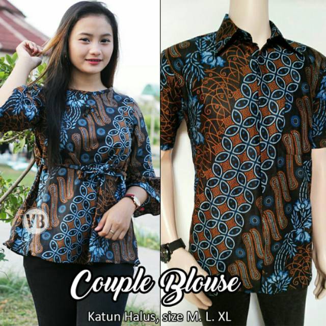 Couple Atasan Batik seno LIRIS KAWUNG Blouse Kemeja Pendek Pria Wanita