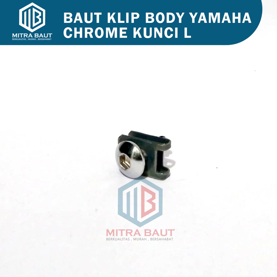 Baut Klip Body Motor Yamaha 5x16 Krom Kunci L / Baut Klip Body Yamaha Chrome Kunci L