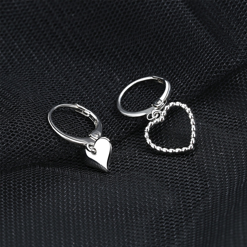 Needway  Accessories Hoop Earrings Women Ear Buckle Heart Earrings Parties Hollow Coper Plating Charm Gifts Asymmetry Heart Women Jewelry/Multicolor