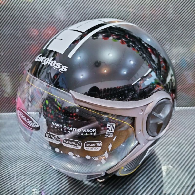 Helm Cargloss YRM Hitam glossy motif
