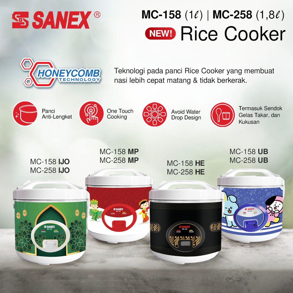 Rice cooker / magic com / penanak nasi sanex 1,8L MC 258