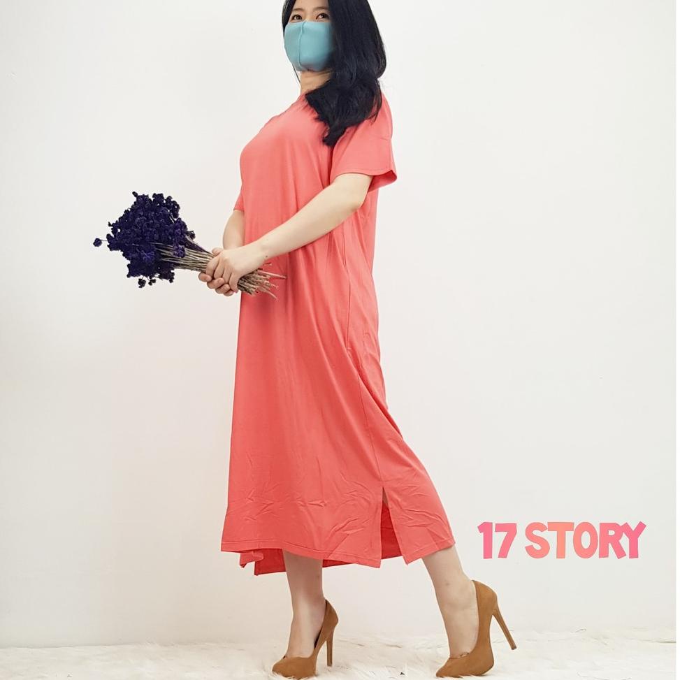 ֍ DRESS MIDI PANJANG WANITA POLOS BELAH SAMPING FIT JUMBO BAHAN KAOS PREMIUM MURAH KEKINIAN ✺
