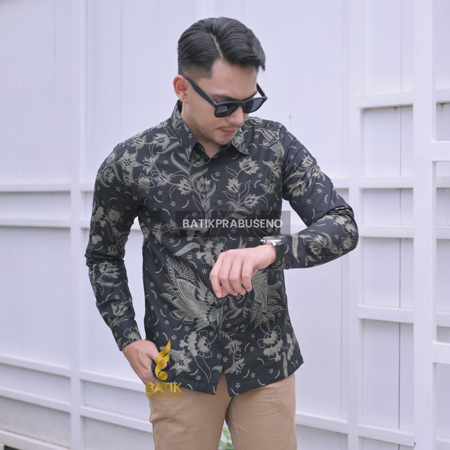 MAKABAR BATIK PRIA LENGAN PANJANG REGULER ORIGINAL PRABUSENO FULL FURING MODERN PREMIUM BRANDED HEM 