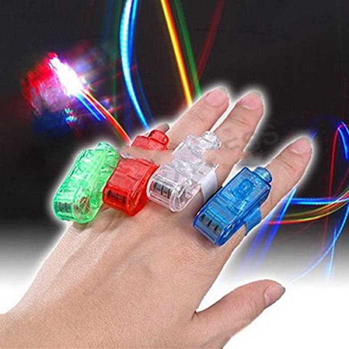 ISI 4 PCS LED Finger Laser Beam Light Cincin Laser Jari Mainan Unik