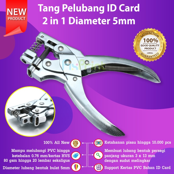 Tang Pelubang ID Card 2 In 1 Diameter 5 mm Alat Plong Kertas PVC 5mm