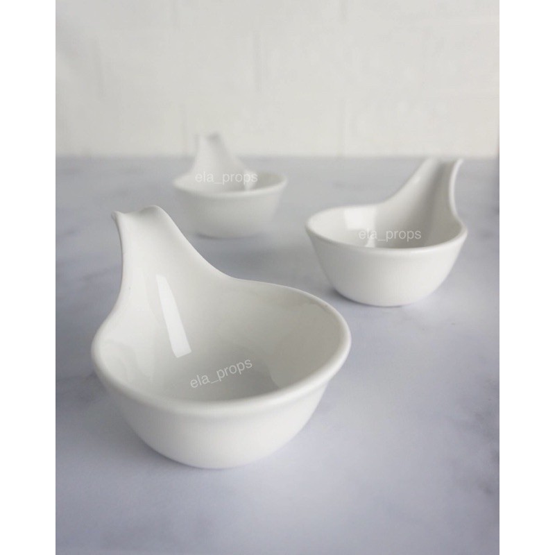 Serving bowl spoon dish keramik putih