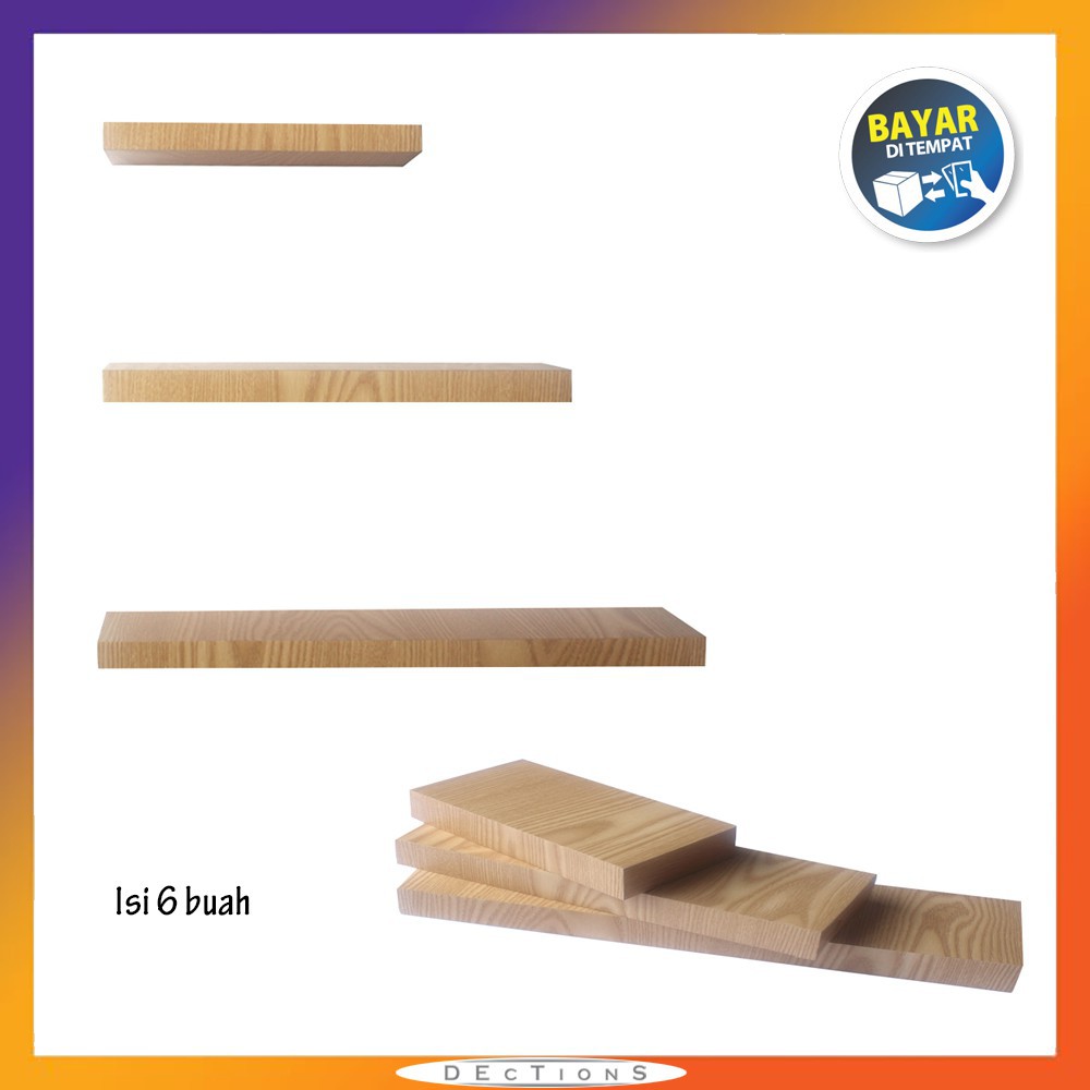 Promo Set 6 Buah Floating Shelves / Ambalan / Rak Dinding Minimalis [40cm / 30cm / 20cm]