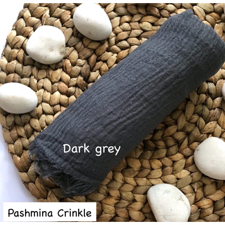 pashmina kusut polos / hijab pashmina crinkle premium-dark grey