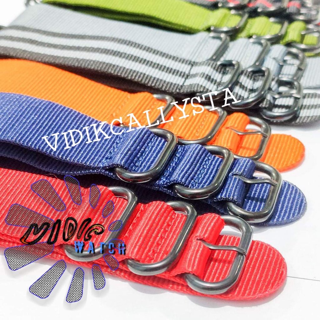 Strap Tali Jam Tangan PVD Nylon Nato Zulu Canvas 18mm 20mm 22mm 24mm Premium 5-Ring PVD Strap Tali Jam Kanvas 18 20 22 24