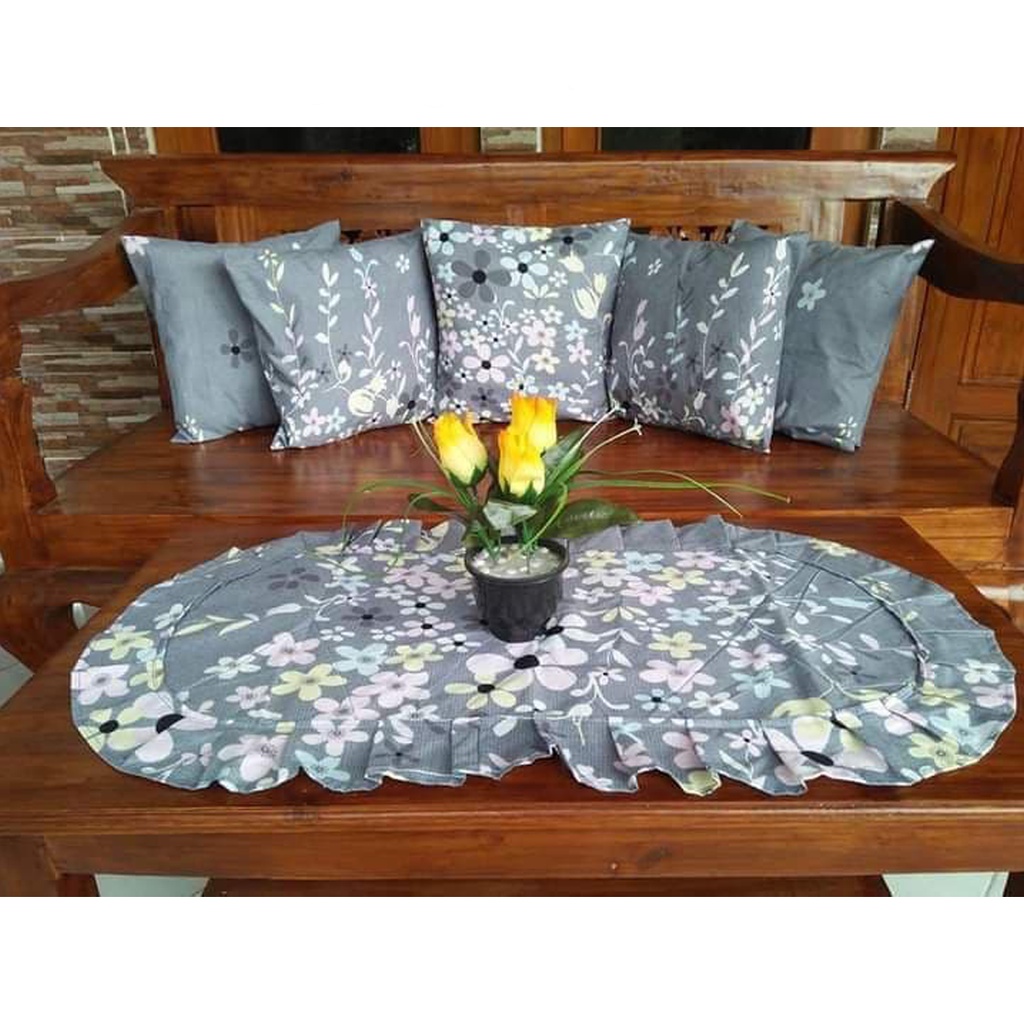 [✅COD] Sarung Bantal Kursi 40x40 Set Taplak Meja Kain Rumbai Dekorasi Sofa Ruang Tamu Minimalis Perlengkapan Rumah