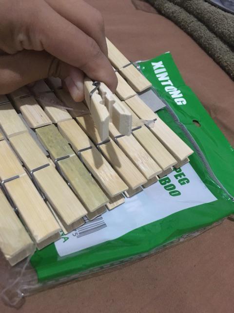 20 Pcs Penjepit Jemuran Pakaian - Bambu