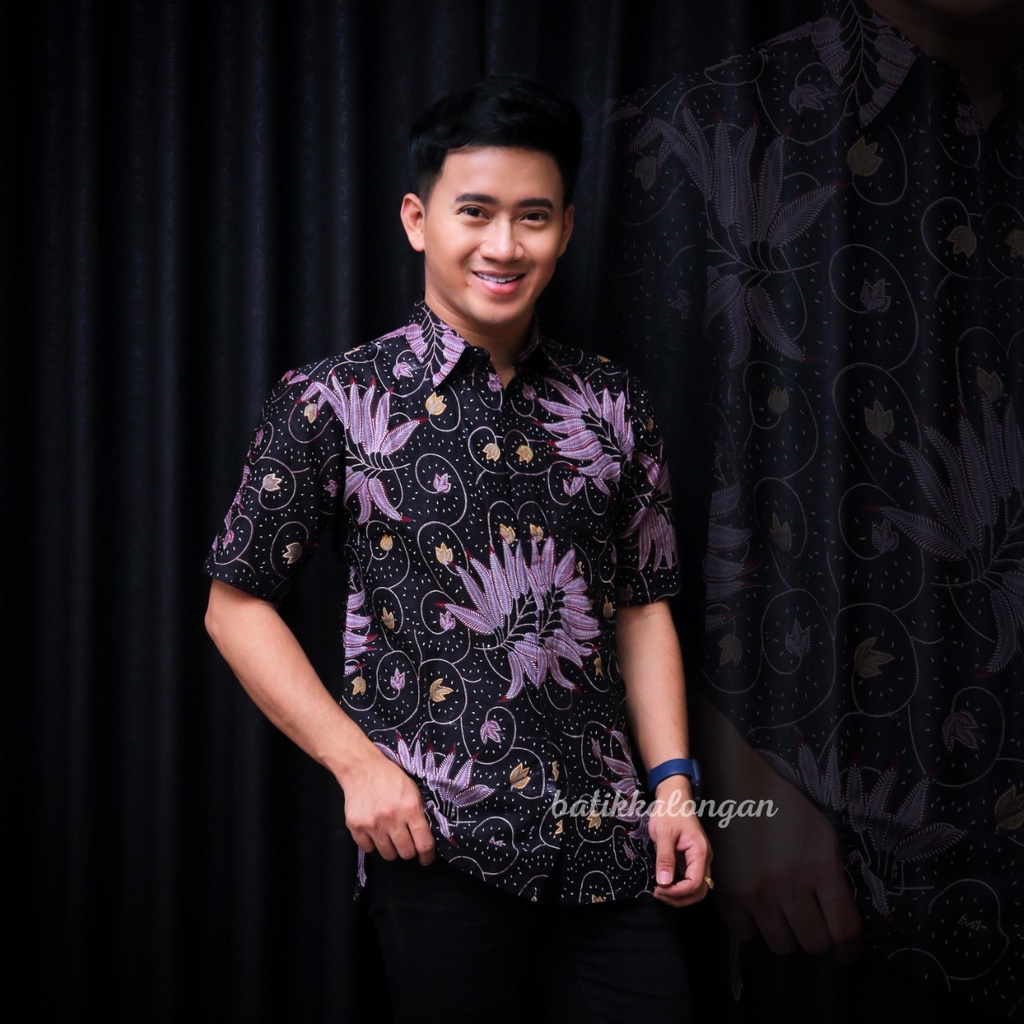 SIZE M L XL XXL XXXL BSWART Batik HRB026 Kenongo Hem Pendek Padi Pekalongan M L XL Batik Pria MURAH-3
