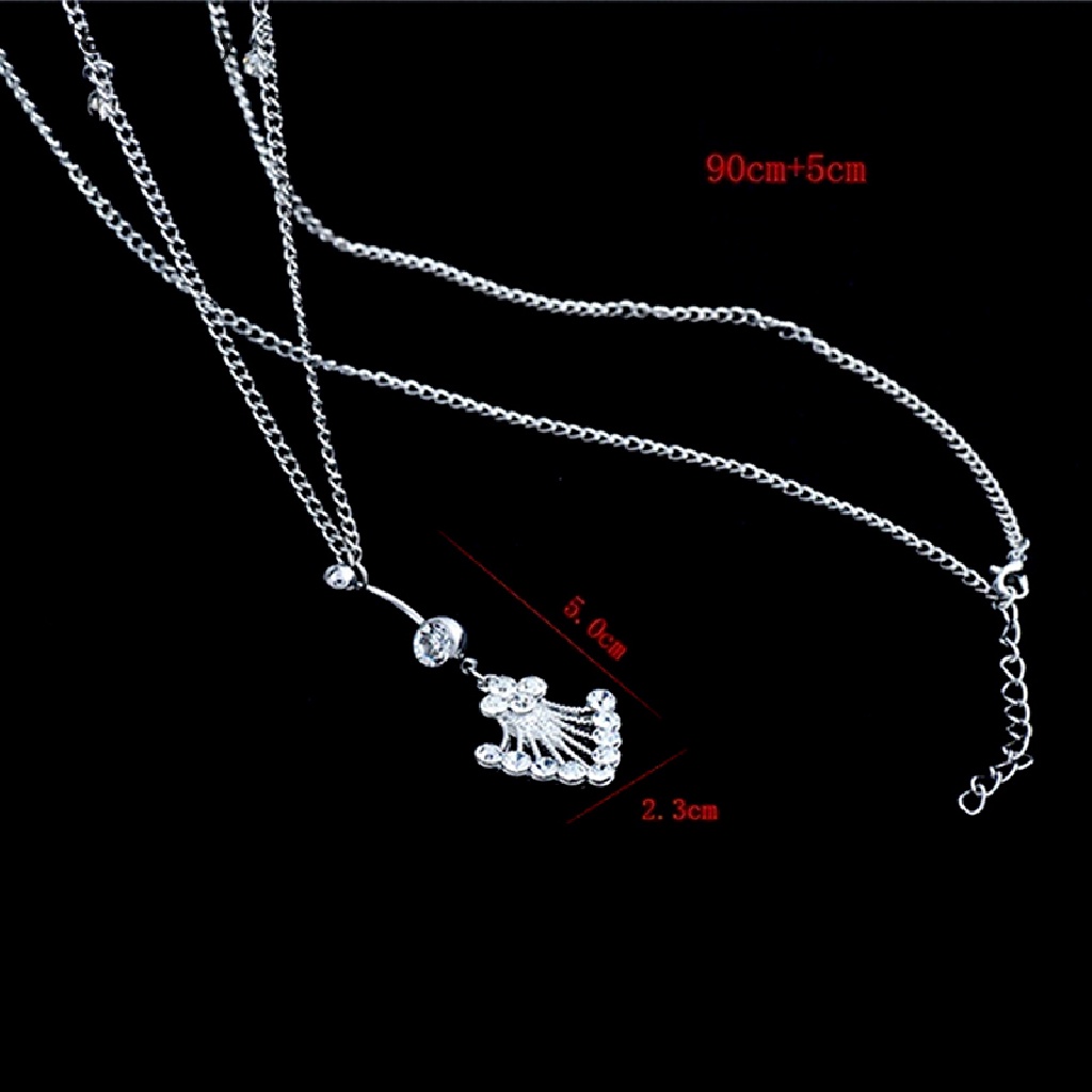 Newbaby Anting Tindik Perutpusar Model Rantai Pinggang Hias Kristal Berlian Imitasi Untuk Wanita