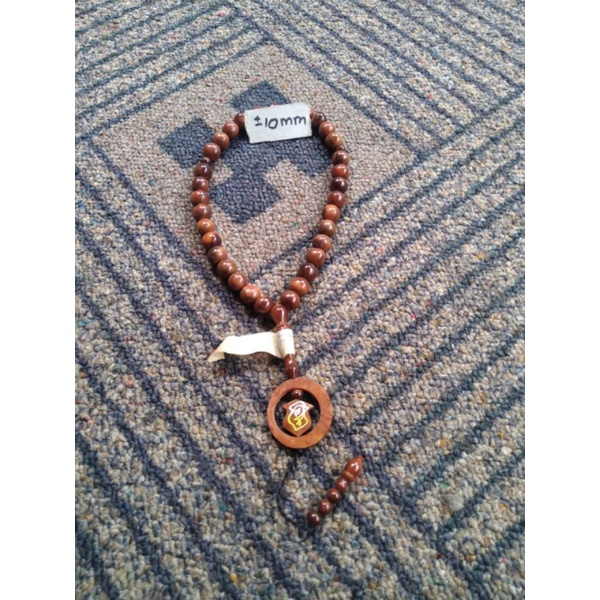 tasbih kokka bulat coklat bulan terompah ± 10 mm ( 10mm ) 33 butir ( kauka kaukah pukah pukaha kuka koka )