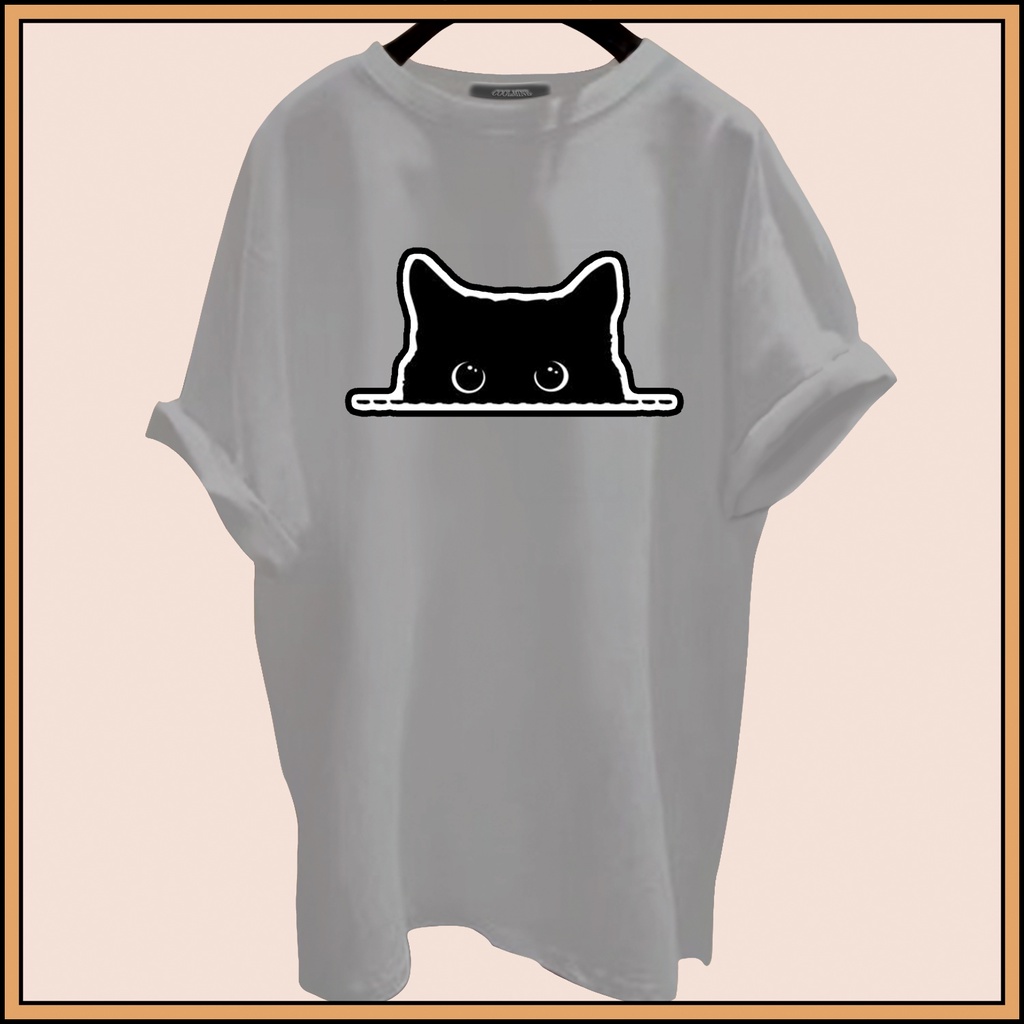 CALVIERO SHOP - BAJU KAOS ATASAN WANITA CAT BLACK PRINT