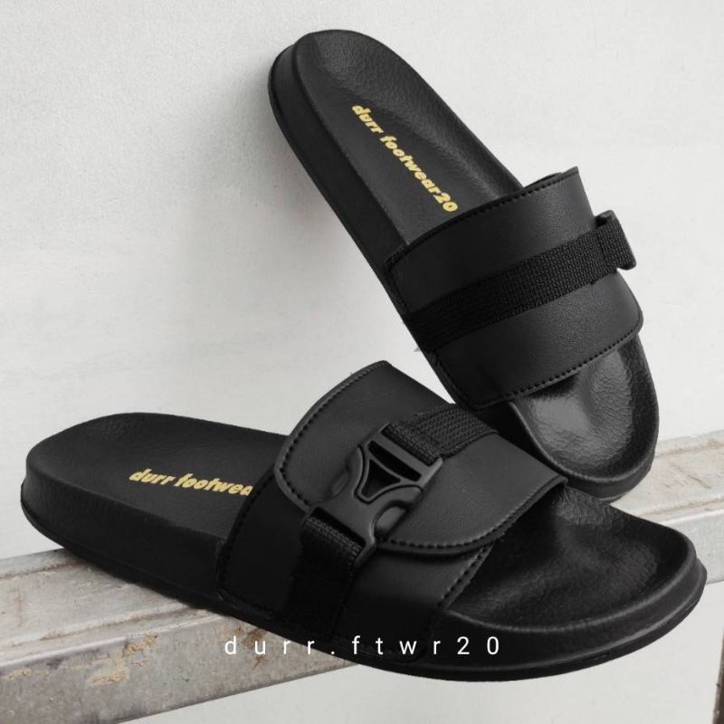 DURR FTWR - Lantis-06 | Sandal Durr Strap Klasik-06 (7 Motif) Sandal Slide Slip Slippers Pria Kualitas Premium durr official | Sandal Slide Black-Gold-06