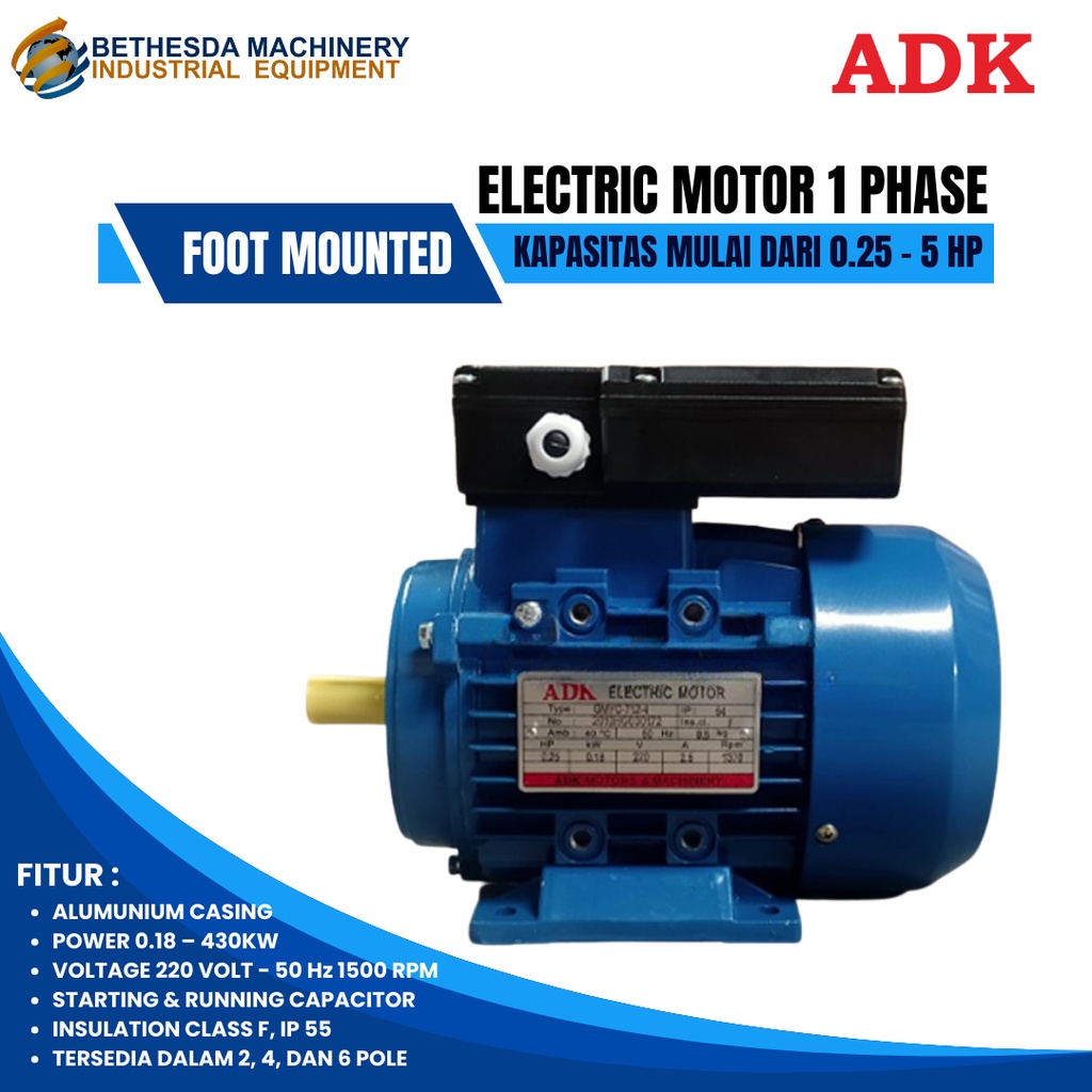 dinamo listrik ADK 1.5hp 2hp 3hp 5hp - motor electro 220Volt