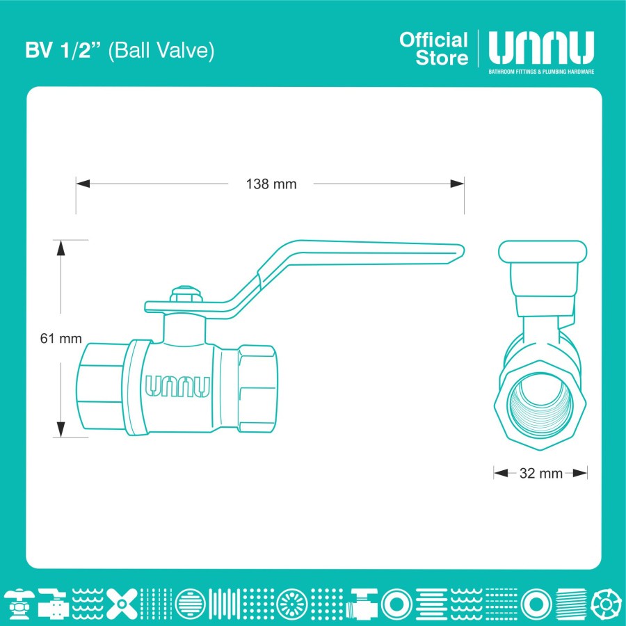 UNNU Ball Valve - BV 1/2&quot; Premium Quality