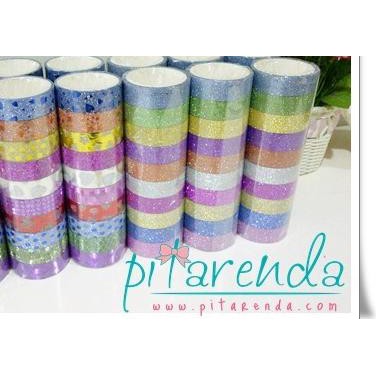 

✳ Selotip Glitter Warna Warni (per SLOP / 10 rol) WARNA SEADANYA STOK ☺