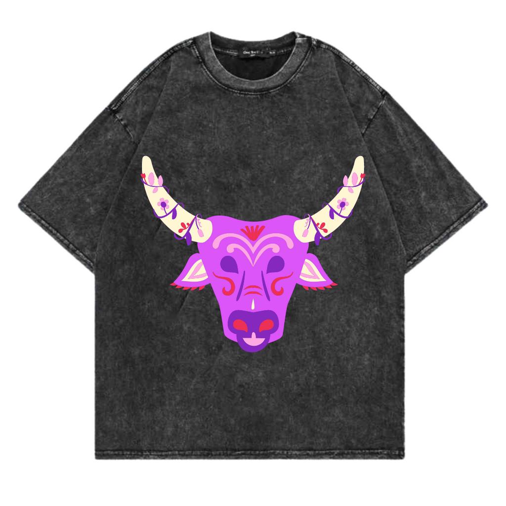 Kaos Oversize Wash Sablon Original Endrock Tema Grafik Head Cow