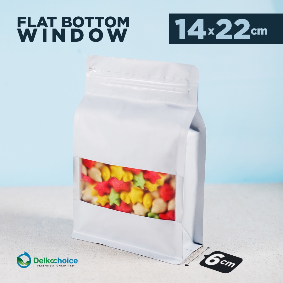 STANDING POUCH FLAT BOTTOM WINDOW WHITE PREMIUM - NON VALVE